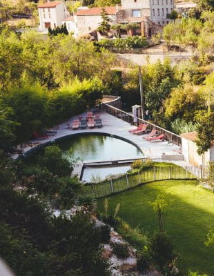 natural swimming pool of furnished of l'arche de la maison du chateau at bélesta in roussillon conflent in the eastern pyrenees