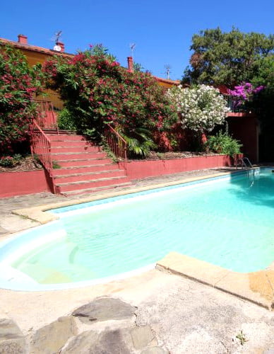 swimming pool of the furnished les mimosas in ille sur tet en roussillon conflent in the pyrenees orientales