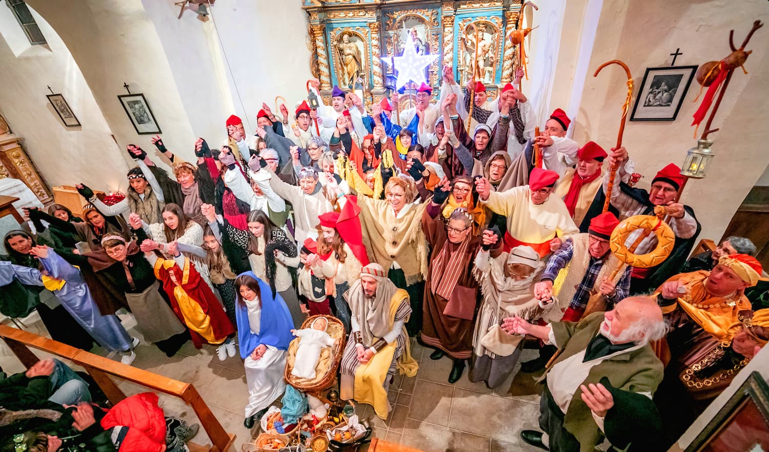 scène des pessebres vivents durant les fêtes de Noel en roussillon conflent